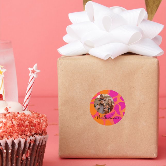 Adesivo Gradiente de Laranja e Rosa com Amor (Festa)