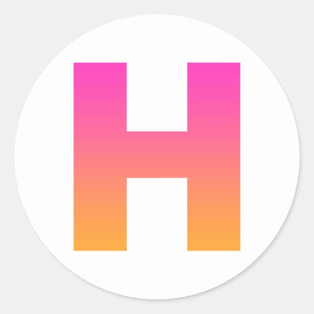 Adesivo Gradiente de Laranja Rosa Monograma H (Frente)