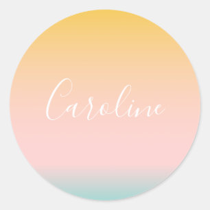 Adesivo Gradiente de Pastel de Verão   Nome de Script Per