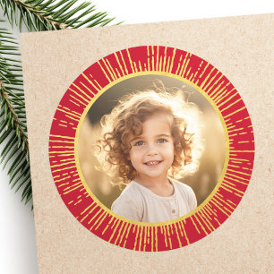 Adesivo Gradiente dourado explosão de sol foto Natal verme