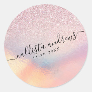 Adesivo Gradiente Holográfico Iridescente, Cinza Rosa-Chi