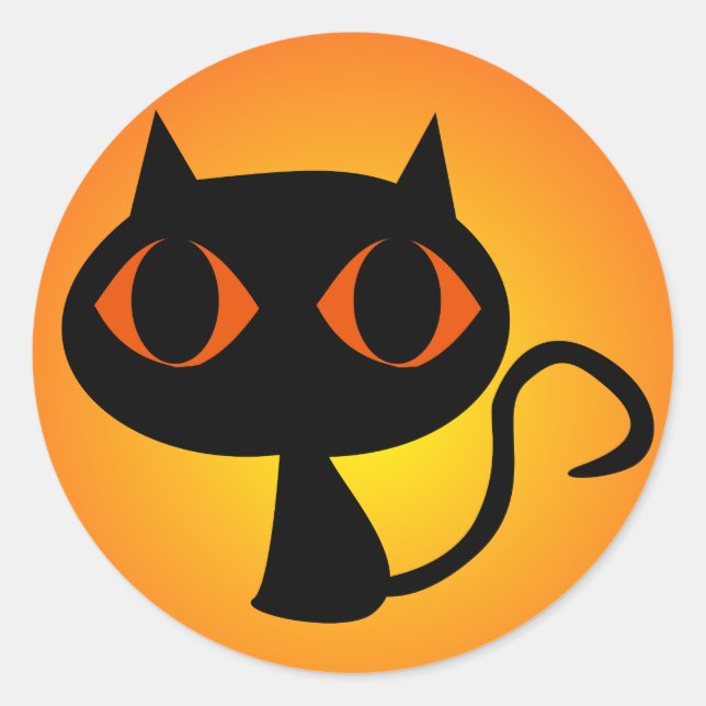 Adesivo Gradiente Laranja Gatinho Preto (Frente)