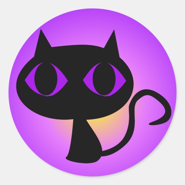 Adesivo Gradiente Roxo Gatinho Preto (Frente)