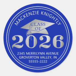 Adesivo Graduação 2025 Endereço de devolução Royal Blue Si