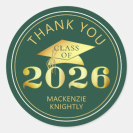 Adesivo Graduação 2025 Obrigado Foil Verde Faux Gold