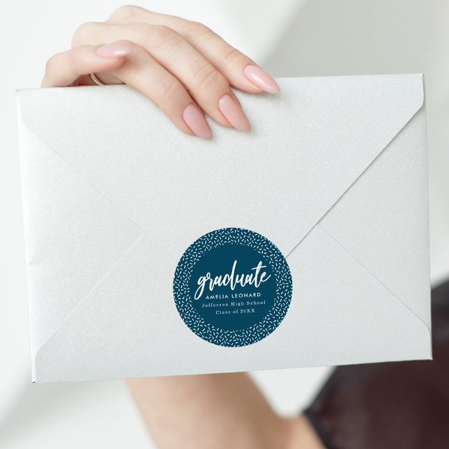 Adesivo Graduação Azul do Marinho de Script Moderno (Criador carregado)