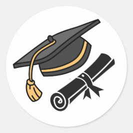 Adesivo Graduação Boné Negro e Diploma