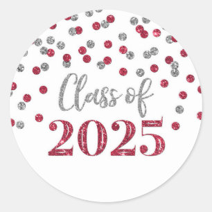 Adesivo Graduação Burgundy Silver Confetti 2025