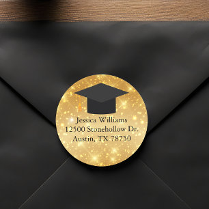 Adesivo Graduação Chic com Brilho Dourado Endereço de Reto