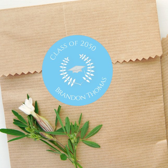 Adesivo Graduação Clássica Moderna Laurel Claro Azul (Criador carregado)