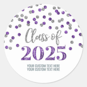 Adesivo Graduação Confetes Roxo Prata 2025