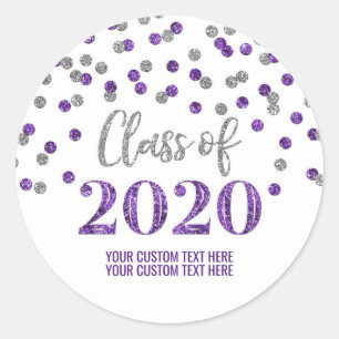 Adesivo Graduação da Confetti Glitter de Prata Roxa 2020