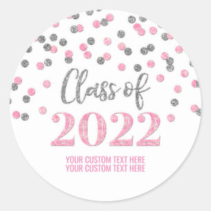 Adesivo Graduação da Confetti Glitter Silver Rosa 2022