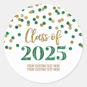 Adesivo Graduação da Confetti Verde Dourada 2025