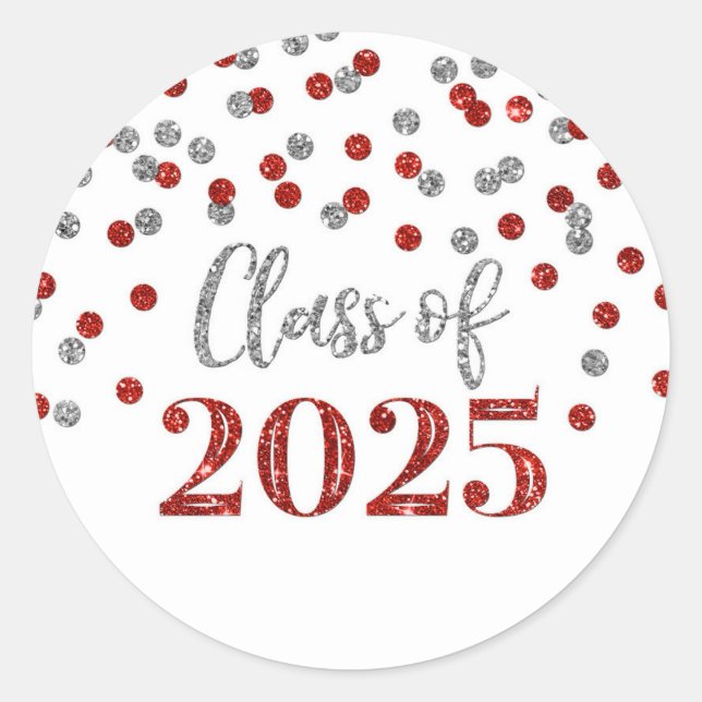 Adesivo Graduação da Red Silver Confetti 2025 (Frente)