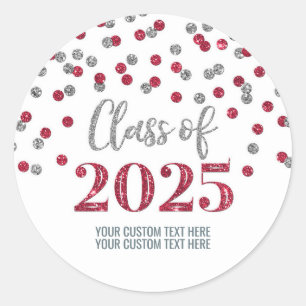Adesivo Graduação da Silver Burgundy Confetti 2025