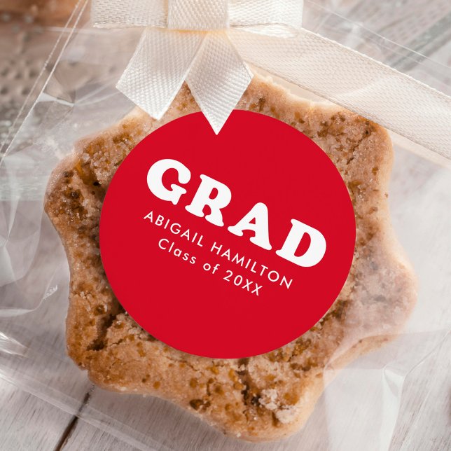 Adesivo Graduação da Tipografia Retro Vermelha e Branca (Criador carregado)