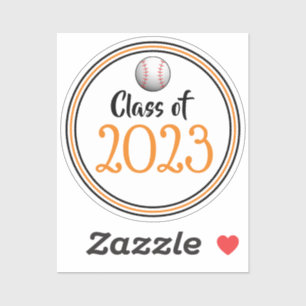 Adesivo Graduação de Ano de Classe de Baseball em Laranja
