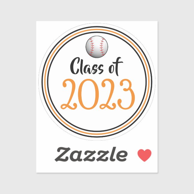 Adesivo Graduação de Ano de Classe de Baseball em Laranja  (Folha)