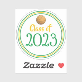 Adesivo Graduação de Ano de Classe de Basquete Verde e Dou