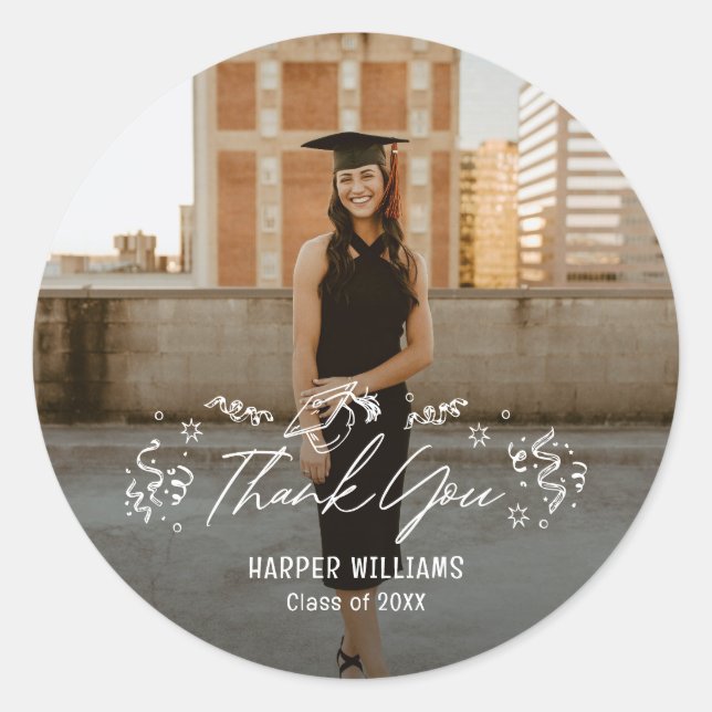 Adesivo Graduação de Artsy Doodles Obrigado Stickers (Frente)