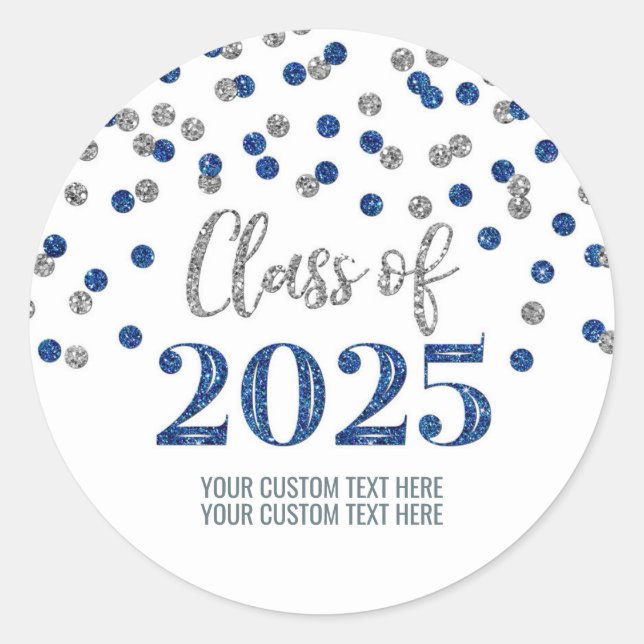 Adesivo Graduação de Confetti Azul Silver 2025 (Frente)