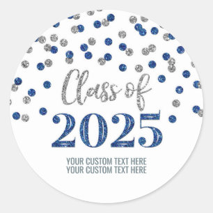 Adesivo Graduação de Confetti Azul Silver 2025