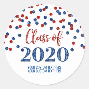 Adesivo Graduação de Confetti Azul Vermelho 2020