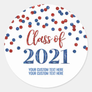 Adesivo Graduação de Confetti Azul Vermelho 2021