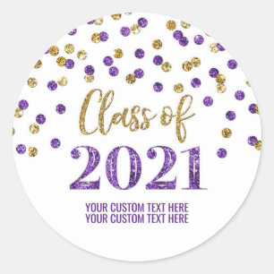Adesivo Graduação de Confetti com Glitter Dourado Roxo 2