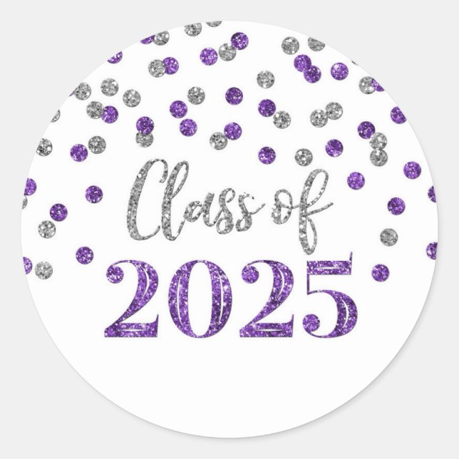 Adesivo Graduação de Confetti de Prata Roxa 2025 (Frente)