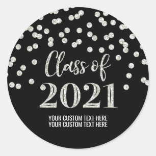Adesivo Graduação de Confetti Glitter de Prata Negra 202