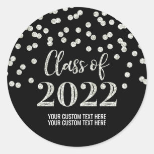 Adesivo Graduação de Confetti Glitter de Prata Negra 202