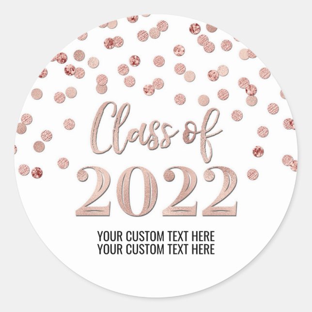 Adesivo Graduação de Confetti Glitter Dourada rosa 2022 (Frente)