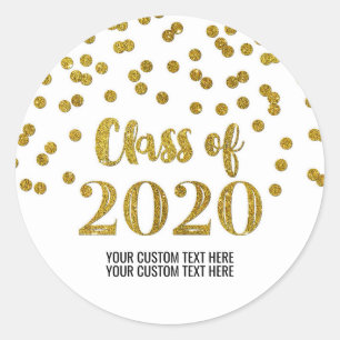 Adesivo Graduação de Confetti Glitter Dourado 2020
