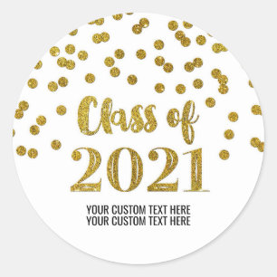 Adesivo Graduação de Confetti Glitter Dourado 2021