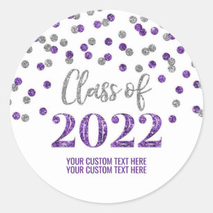 Adesivo Graduação de Confetti Glitter Prateado Roxo 2022