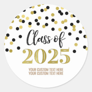 Adesivo Graduação de Confetti Preto Dourado 2025