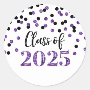 Adesivo Graduação de Confetti Preto Roxo 2025