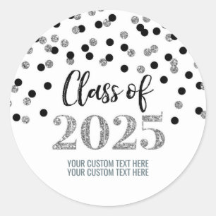 Adesivo Graduação de Confetti Preto Silver 2025