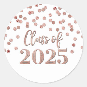 Adesivo Graduação de Confetti rosa Dourada 2025