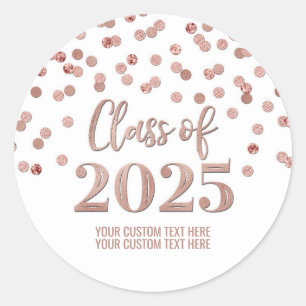 Adesivo Graduação de Confetti rosa Dourada 2025