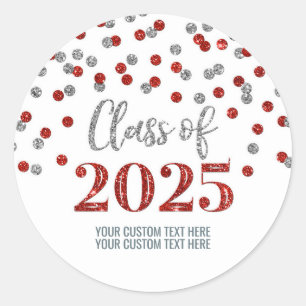 Adesivo Graduação de Confetti Vermelho Silver 2025