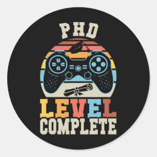 Adesivo Graduação De Doutorado Retro Gamer De Nível Phd