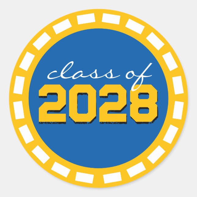 Adesivo Graduação de Fita de Ouro e Azul Médio (Frente)