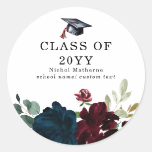 Adesivo Graduação de Florais de Marinho Burgundy Chic Wate