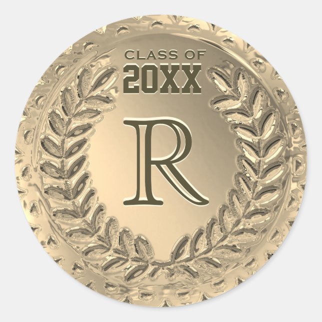 Adesivo Graduação de Folha de Ouro Personalizada em Monogr (Frente)