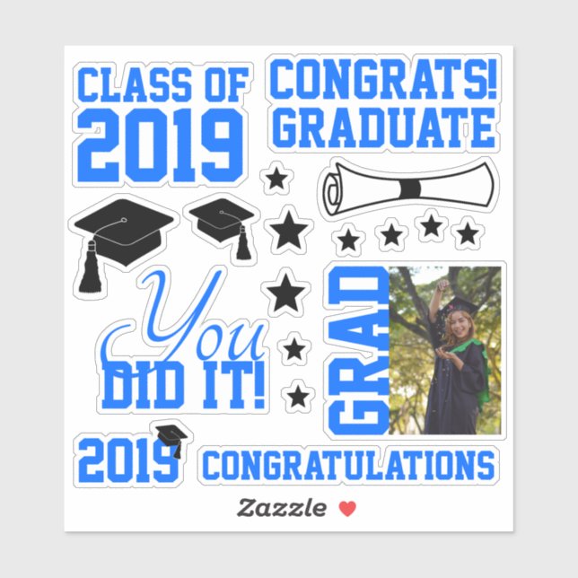 Adesivo Graduação de Foto Azul (Folha)