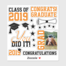 Adesivo Graduação de Fotos em Preto e Laranja