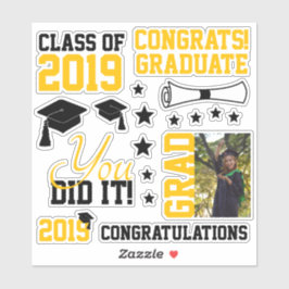 Adesivo Graduação de Fotos Preta e Dourada